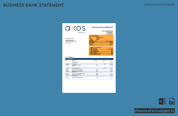Axos Bank Firmenkontoauszug (Word- und PDF-Beispiel)
